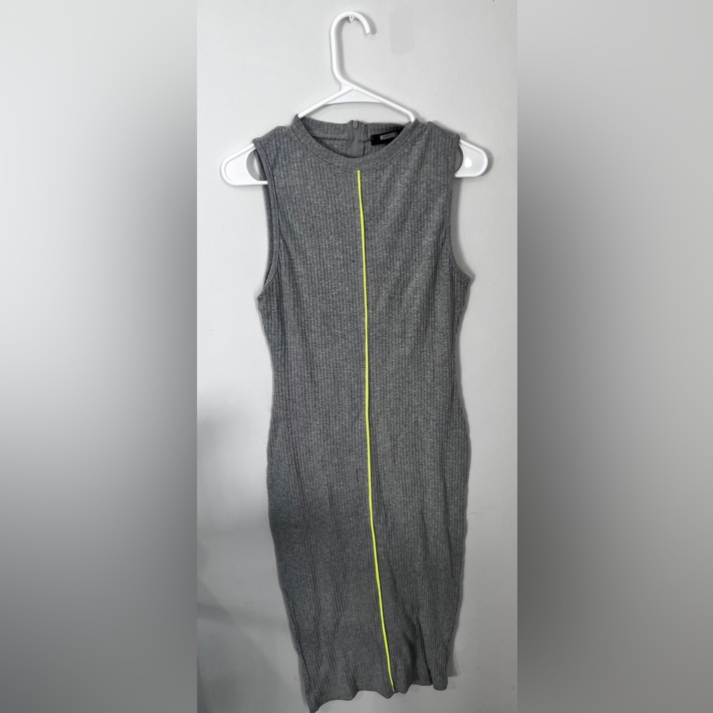 MISSGUIDED Neon Stripe Gray Dress